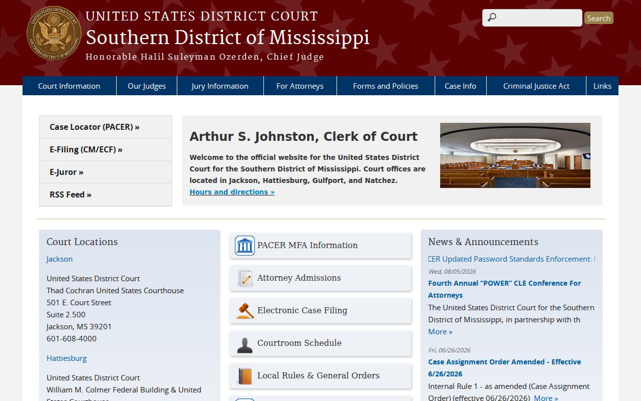 Vicksburg court docket federal court distinction source page