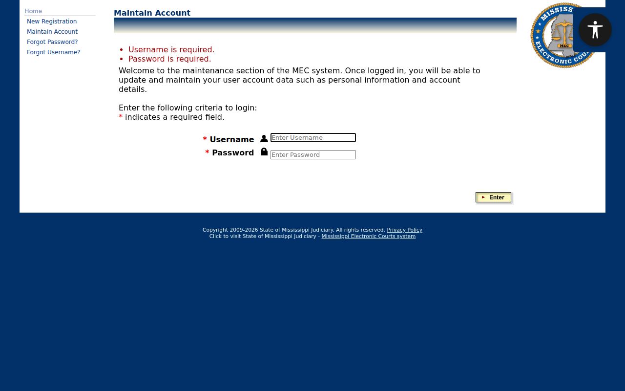 Warren County criminal docket PAMEC login page