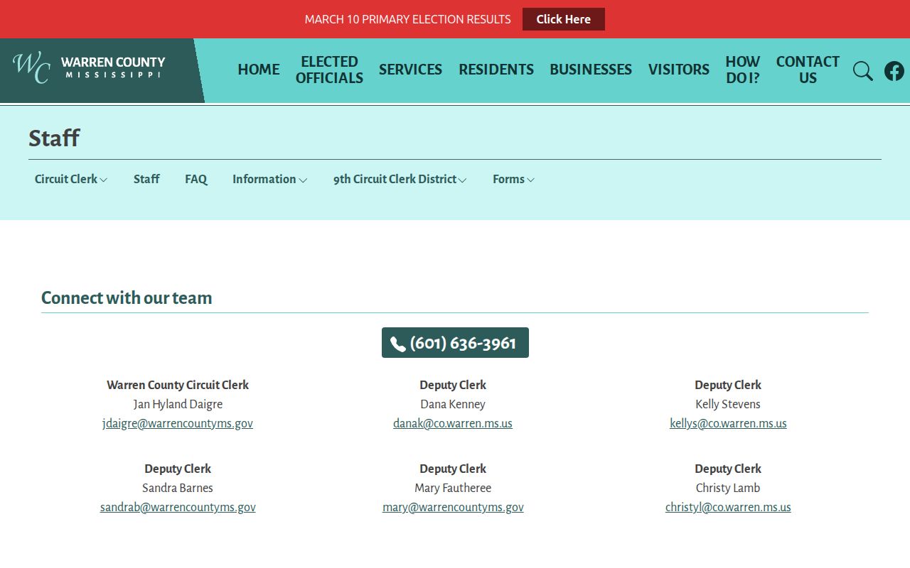 Warren County criminal docket Circuit Clerk staff listing