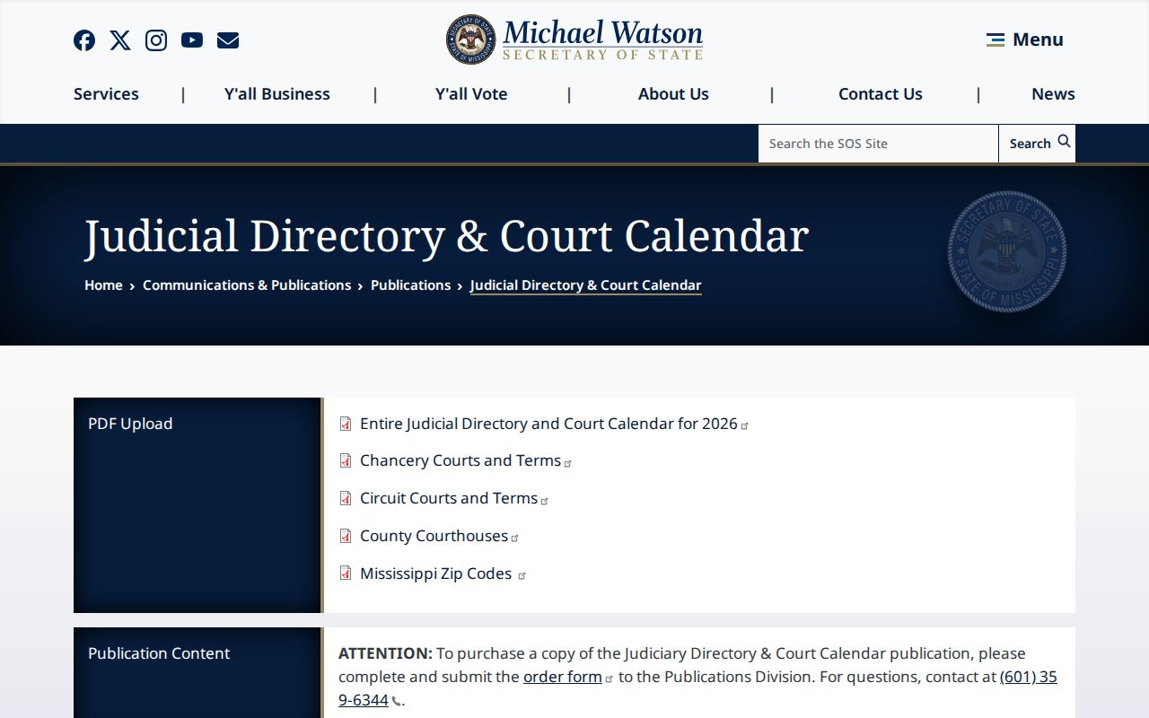 Warren County court calendar state judicial directory page
