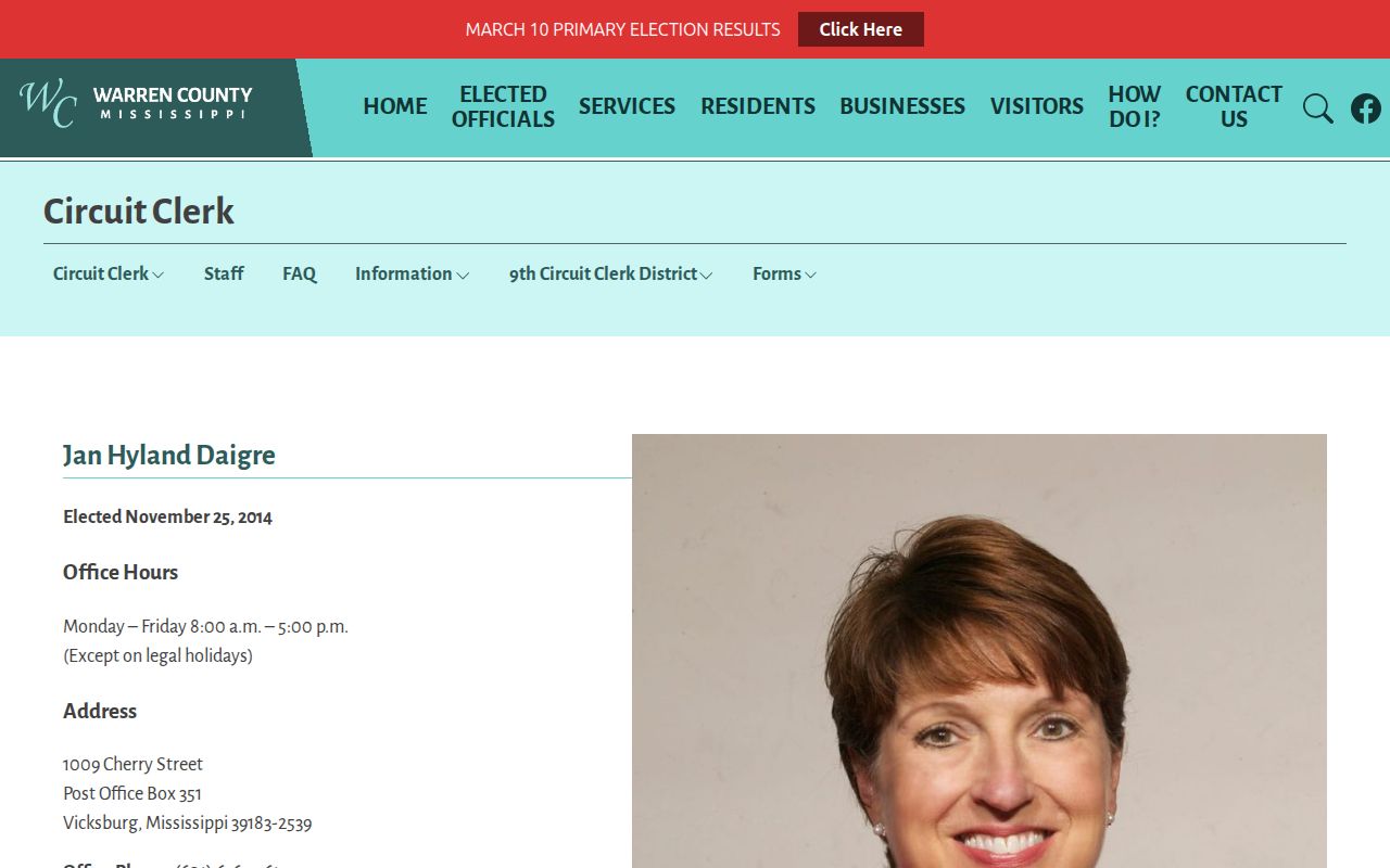 Warren County court docket Circuit Clerk contact information